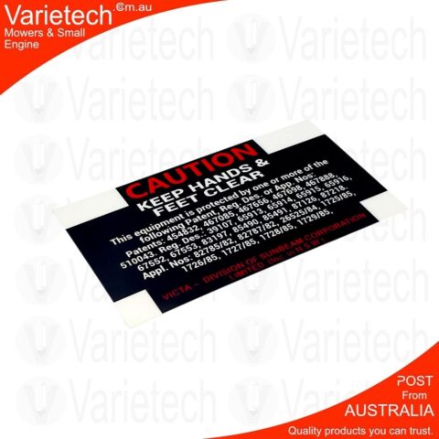 Victa Vintage "CAUTION KEEP HANDS & FEET CLEAR" decal